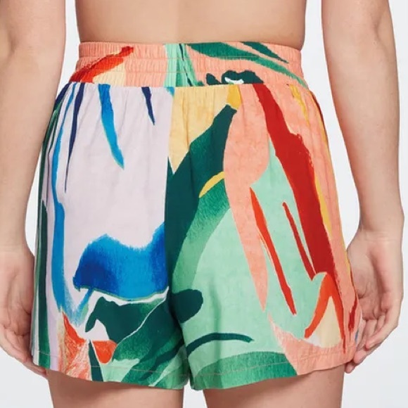 Calia Hi Rise Coverup Board Shorts Pull On Colorful Painterly Floral Multicolor - Picture 3 of 7